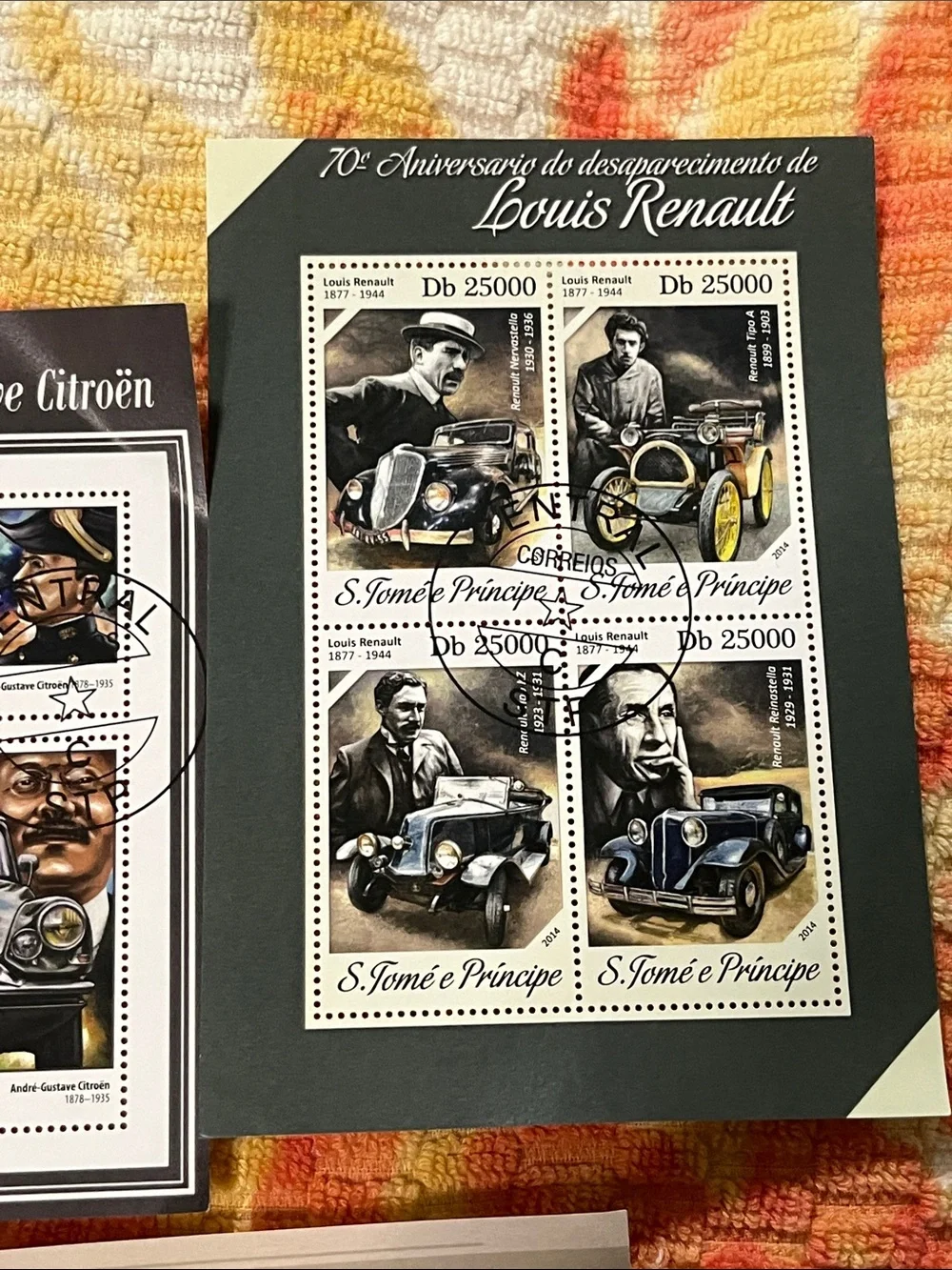 Vintage Classic Car Stamp Collection Sheets - Multicolor
